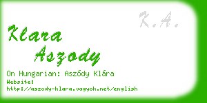 klara aszody business card