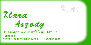 klara aszody business card